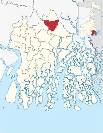 Location of Bhangar I community development block in South 24 Parganas district