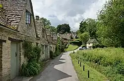 A row of cottages in Cotswolds, England.