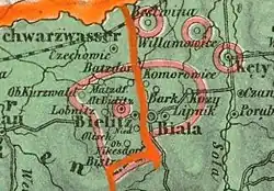 Map showing Wymysorys in 1855
