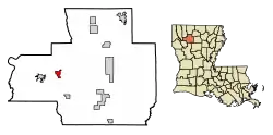 Location of Jamestown in Bienville Parish, Louisiana.