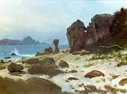 Albert Bierstadt, Bay of Monterey, oil on paper, undated