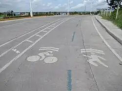 Class I bicycle and jogging lane along the Ciudad de Victoria Bypass Road in Biñang, Bocaue