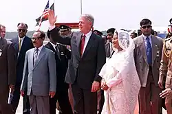 President Bill Clinton with Prime Minister of Bangladesh Sheikh Hasina in Dhaka, Bangladesh, March 20, 2000
