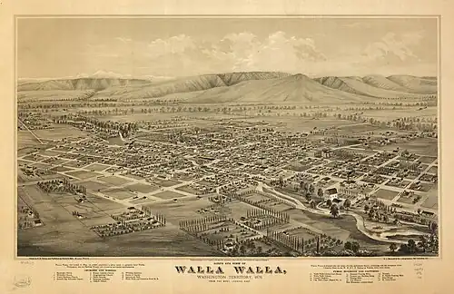 Bird's eye view of Walla Walla, Washington Territory 1876