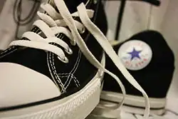 Shoes with undone laces