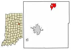 Location of Montpelier in Blackford County, Indiana.