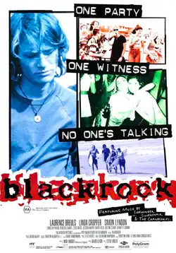 Theatrical poster for Blackrock featuring five male teenagers and the tagline "When all you can hear is your own silence".