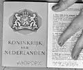Inner cover page of a "zwarte vod" Dutch passport, issued in 1967