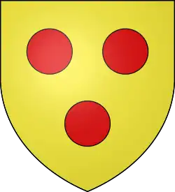 Yellow shield with three red dots