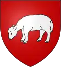 Arms of Ladevèze-Rivière: gules a sheep pascuant