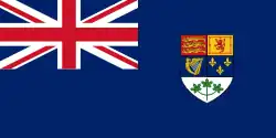Blue Ensign worn as a jack by the Royal Canadian Navy 1921–1957 (with green maple leaves in the shield)