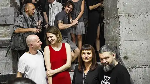 Bob Basset and Gamlet Zinkivskyi at their joint Objects exhibition in Kharkiv, Ukraine, 2018