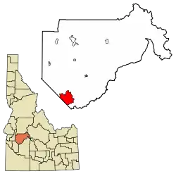 Location of Robie Creek in Boise County, Idaho.