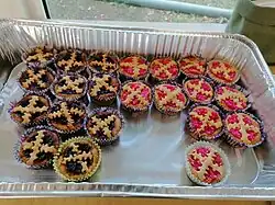 Tert are prune- or coconut-filled tarts.