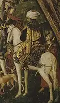 A man on horseback, possibly Cem, by The Borgia Apartments, by Pinturicchio[9][10]