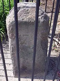 Milestone along the boundary of the original District of Columbia set in 1792 and now marking the boundary between Washington, D.C., and Maryland in the United States