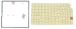 Location within Bourbon County and Kansas