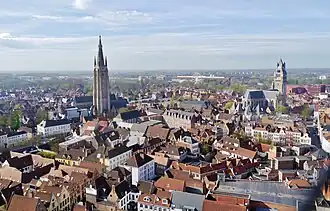 Southwestern view from the Belfry, with the Church of Our Lady and St. Salvator's Cathedral