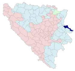 Location of Bratunac within Bosnia and Herzegovina