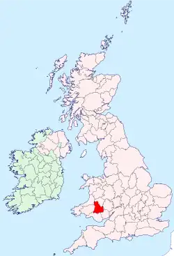 Brecknockshire shown within the United Kingdom