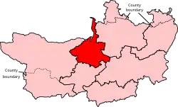 Map showing the location of the Bridgwater constituency in Somerset under the boundaries created by the 2023 boundary review and first used at the 2024 general election.