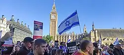A demonstration of support for Israel and a call for the return of the abductees at Parliament Square in London.