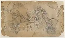 Lion Hunt, artist unknown, India, c. 1680.