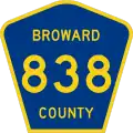 State Road 838 and County Road 838 marker