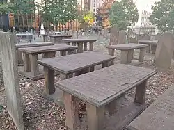 Group of Tabletop Grave Markers from the 1700s in the Ancient Burying Ground