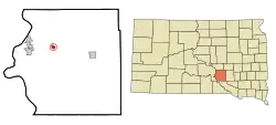Location in Brule County and the state of South Dakota