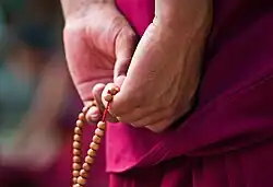 Buddhist prayer beads used for mantra recitation.