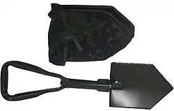Modern all steel tri-folding E-Tool with D-handle