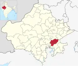Location of Bundi district in Rajasthan