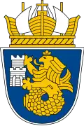 A crowned sea-lion in the coat of arms of the city of Burgas, Bulgaria.