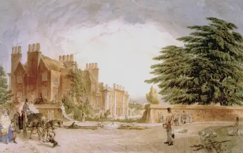 View of Butterwick House and its south wing, Bradmore House. Watercolour by Robert Blemmell Schnebbelie, 1839.