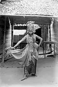 Gandrung dancer with a scarf as a dance accessory