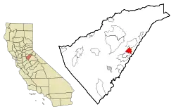 Location in Calaveras County and the state of California