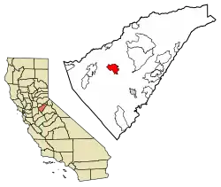 Location in Calaveras County and the state of California