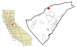 Location in Calaveras County and the state of California