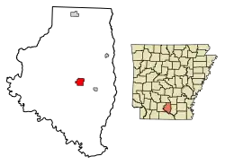 Location of Hampton in Calhoun County, Arkansas.