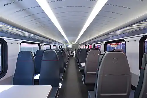 Upper deck of Caltrain EMU passenger car (Sep 2022)