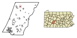 Location of Hastings in Cambria County, Pennsylvania.