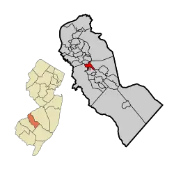 Somerdale highlighted in Camden County. Inset: Location of Camden County in New Jersey.
