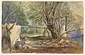 Camping spot, Tasmania, c. 1845, John Skinner Prout, State Library of New South Wales