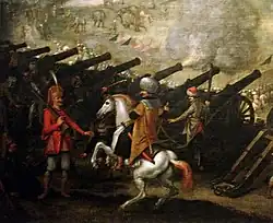 Cannon battery at the siege of Esztergom 1543 (detail).