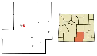 Location of Sinclair in Carbon County, Wyoming.