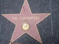 Close-up photograph of the Carpenters' star on the Hollywood Walk of Fame