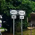 PR-803 north at PR-808 intersection in Palos Blancos, Corozal