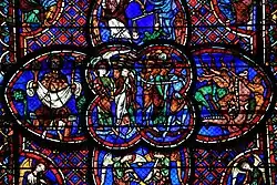 Detail of the window of the Last Judgement; sinners punished