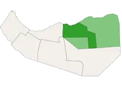 Location of El Afweyn District within Sanaag, Somaliland